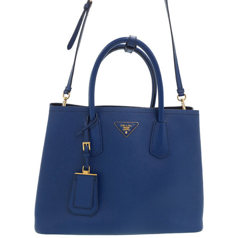 Prada Saffiano Cuir Double Bag Bluette blue